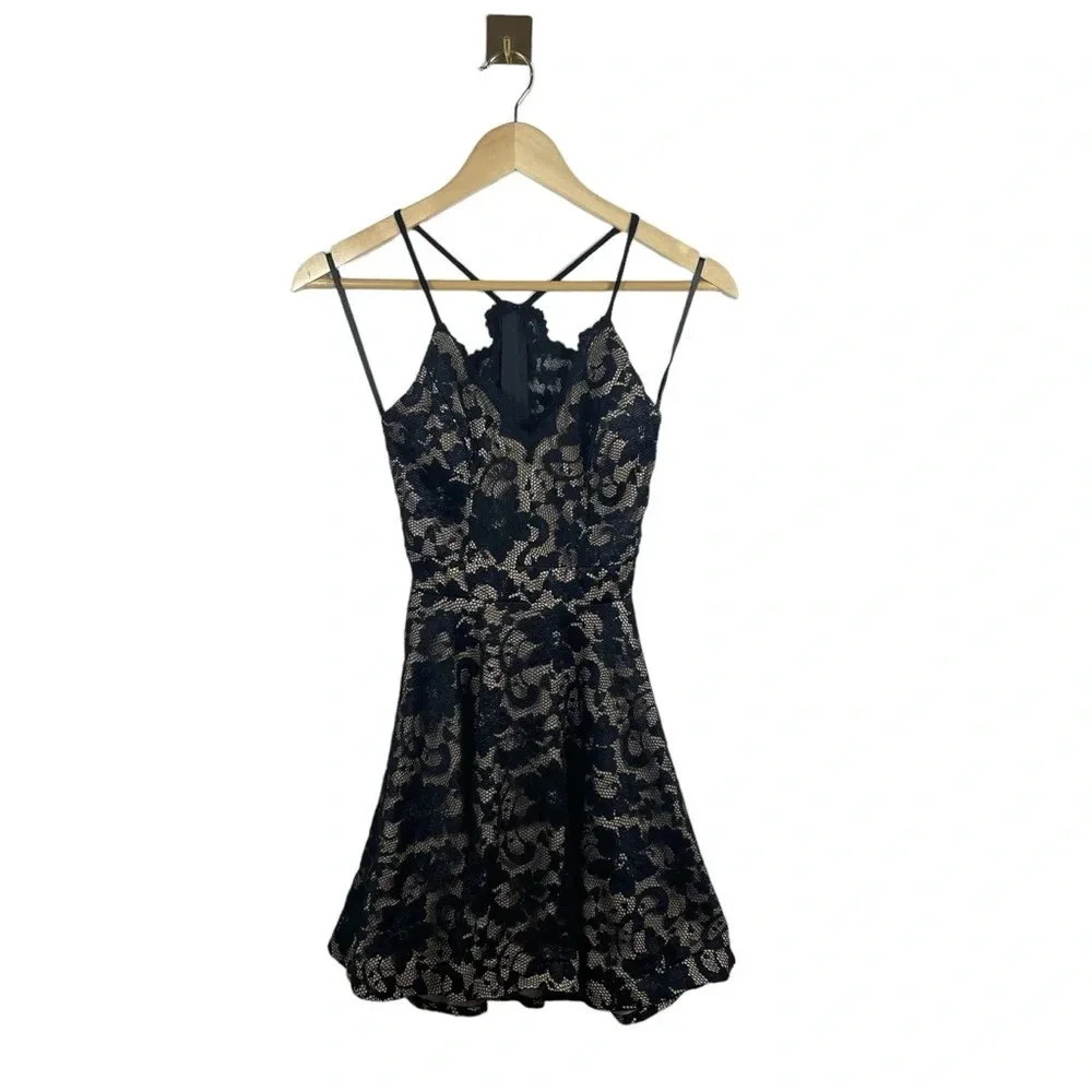 b darlin lace back dress B. Darlin Plus Size Sweetheart Neck Lace Tie Back Dress